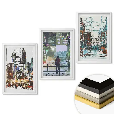 Set tablouri living Un oraș modern într-o formă abstractă