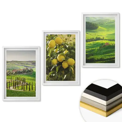 Set 3 tablouri living Peisaje toscane și lămâi zemoase