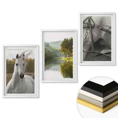 Set 3 tablouri living Magia naturii și frumusețea cailor