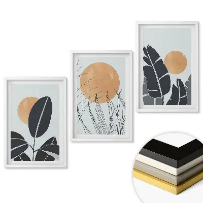 Set tablouri pentru living cu peisaj cu plante și soare
