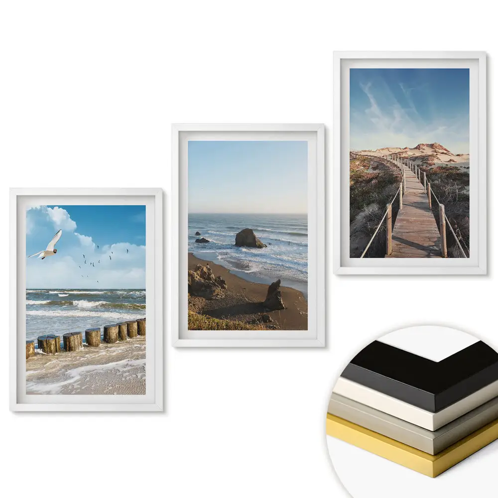 Set 3 tablouri living Peisaje de coastă în trei versiuni