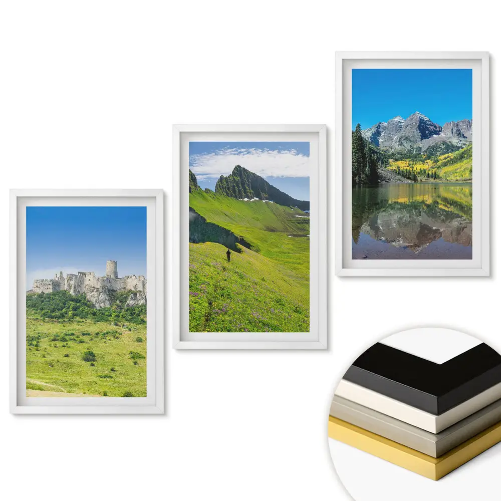 Set 3 tablouri living Peisaje pitorești cu natură și istorie