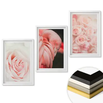 Set tablouri living Nuanțe delicate de roz și flori