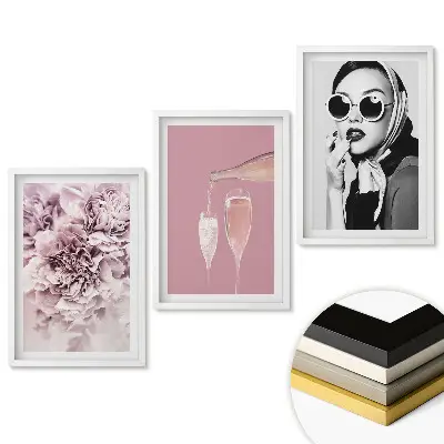 Set de tablouri pentru living Eleganță în roz și negru