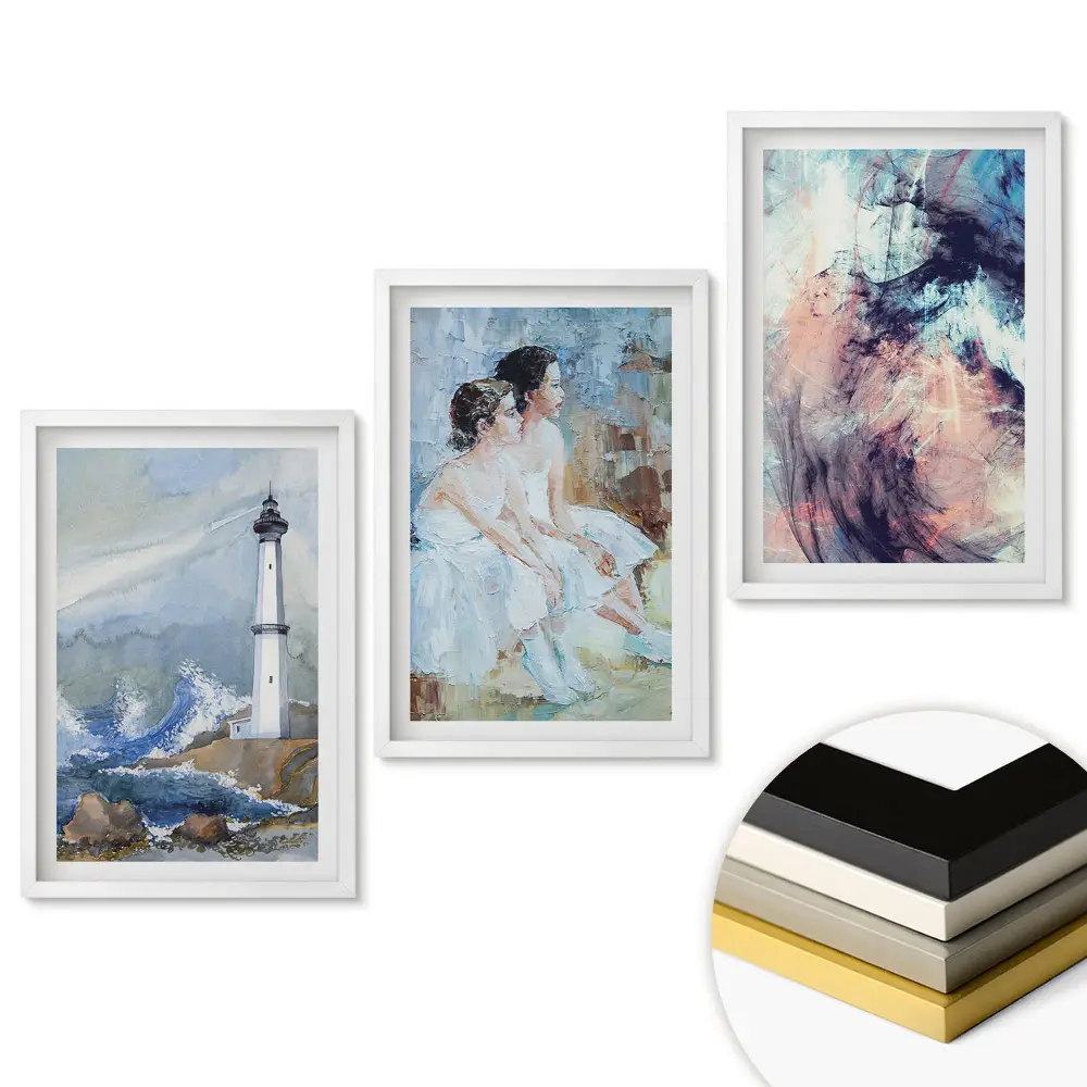 Set 3 tablouri pentru living cu design artistic în stiluri diferite