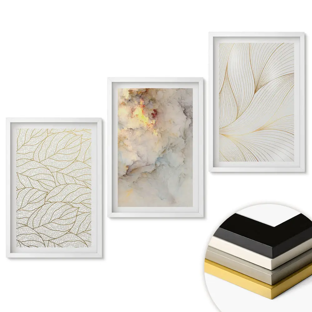Set de 3 tablouri pentru living cu motive elegante în stil minimalist