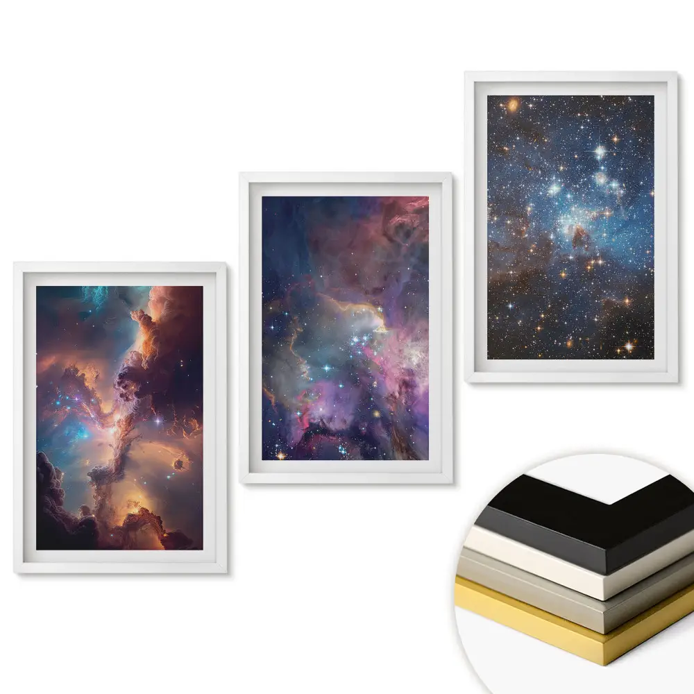 Set 3 tablouri living Frumusețe cosmică în trei versiuni