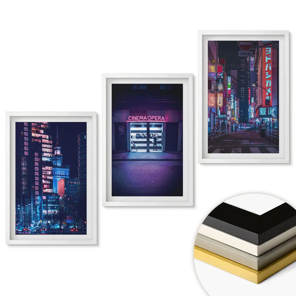 Set tablouri pentru living Viața de noapte în peisajul urban