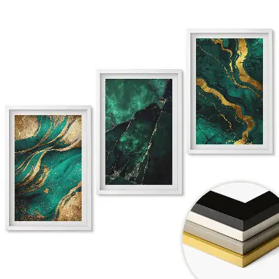 Set tablouri living Accente aurii pe fundal verde