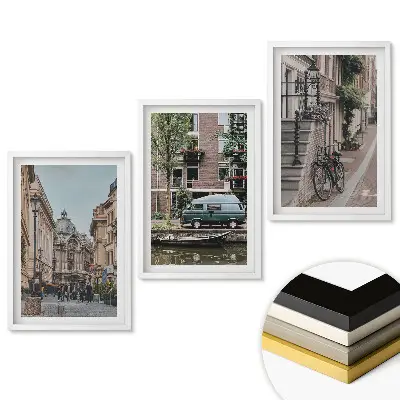 Set 3 tablouri living Străzi istorice și viață modernă