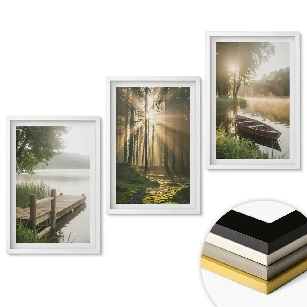 Set 3 tablouri living Pacea naturii în trei versiuni