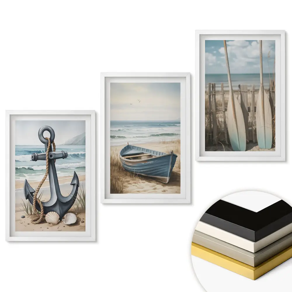Set 3 tablouri living Inspirații de la malul mării și liniștea naturii