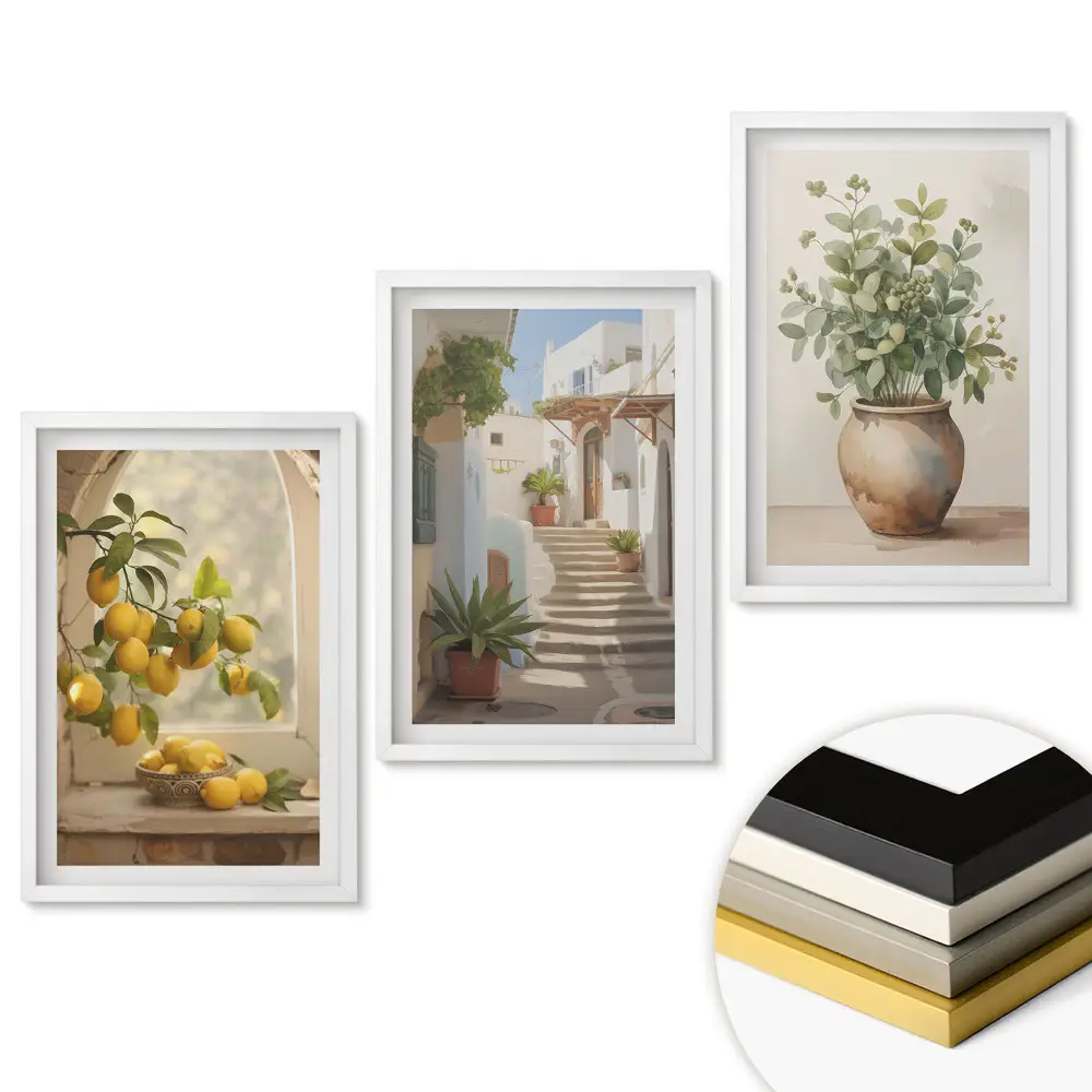 Set tablouri living Lămâi, scări și plante verzi