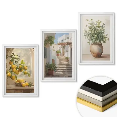 Set tablouri living Lămâi, scări și plante verzi