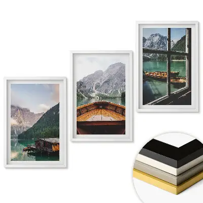 Set 3 tablouri living Vederi pitorești ale lacurilor de munte