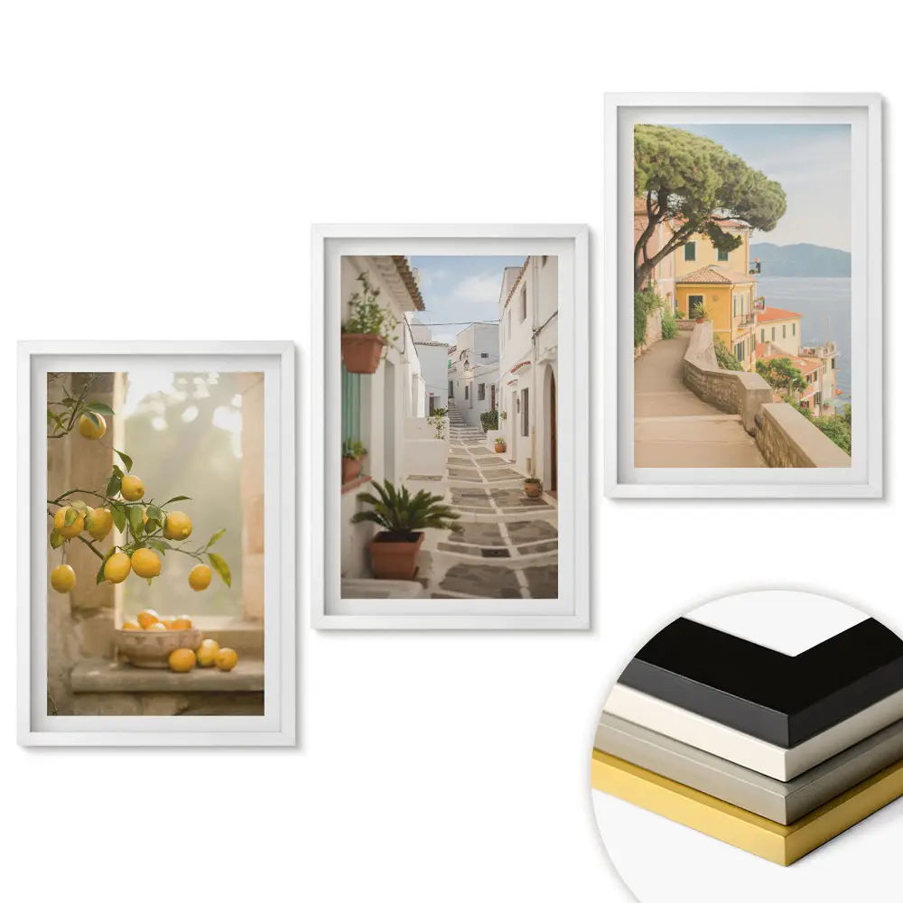 Set 3 tablouri pentru living Amintiri însorite din călătoriile de vacanță