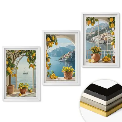 Set 3 tablouri living Vederi cu limonadă dintr-un paradis de pe malul mării