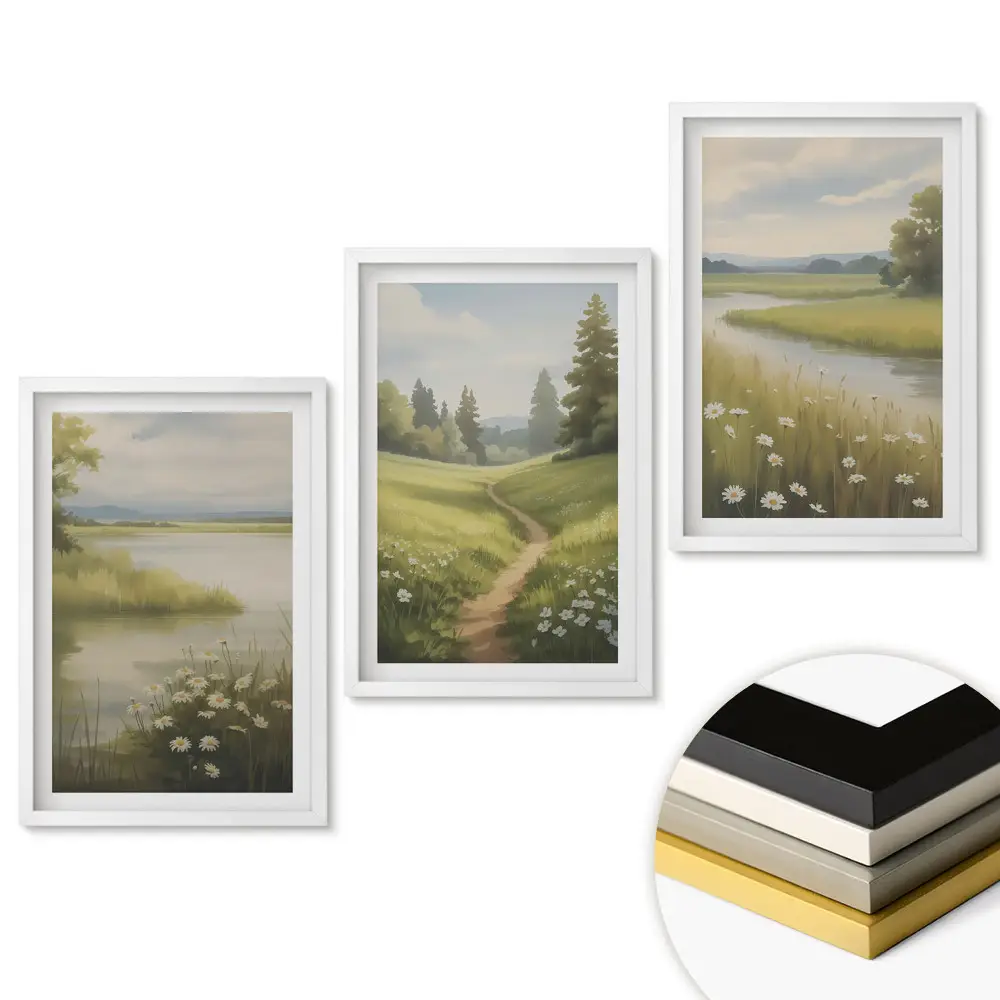 Set tablouri living Peisaje naturale în nuanțe delicate