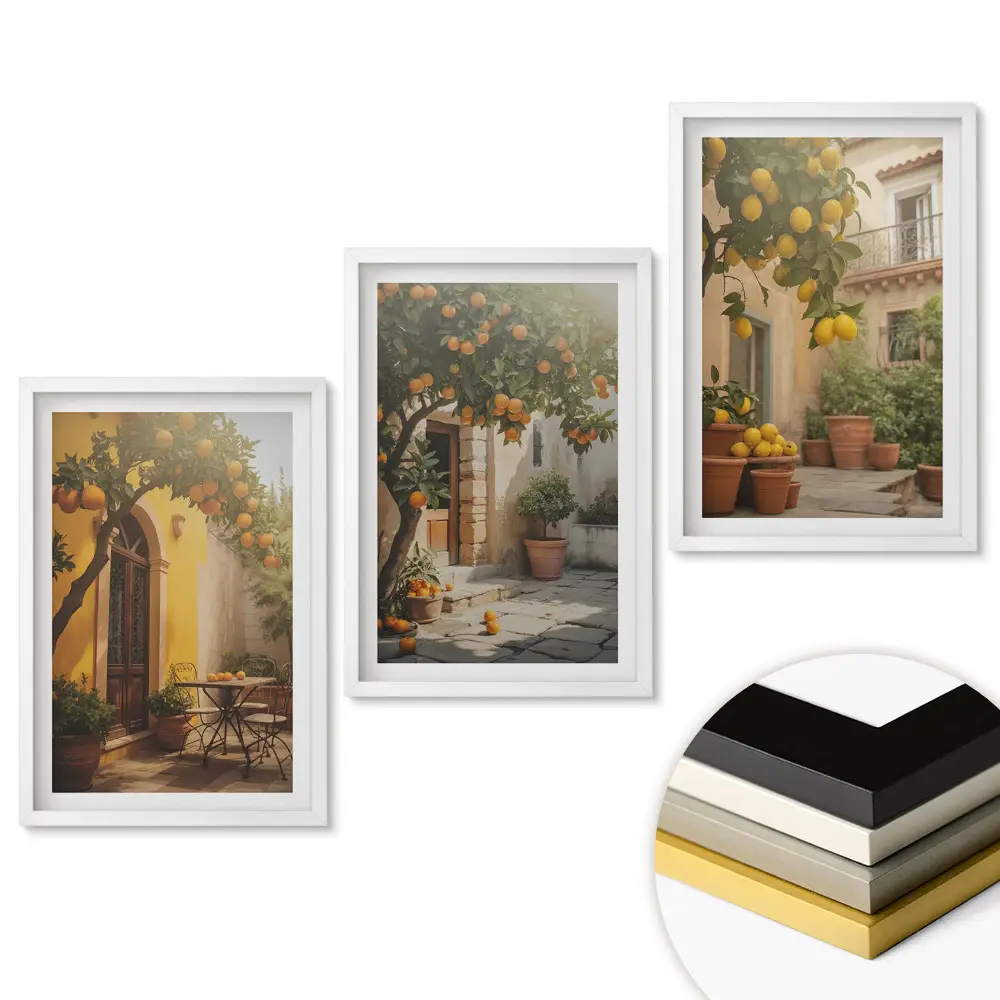 Set tablouri pentru living cu fructe la soare sub copac