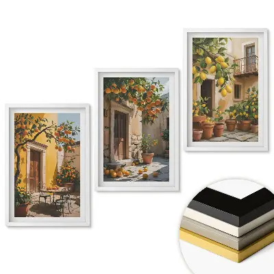 Set tablouri living O oază însorită cu citrice în fundal