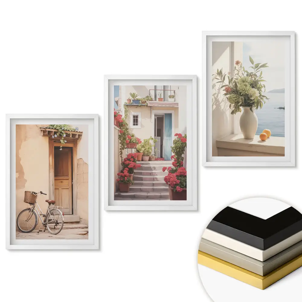 Set de 3 tablouri pentru living cu vederi fermecătoare în culori pastelate