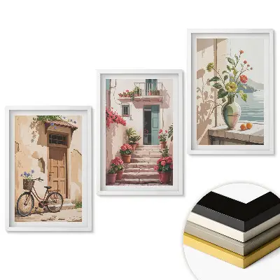 Set de tablouri pentru living cu peisaje mediteraneene