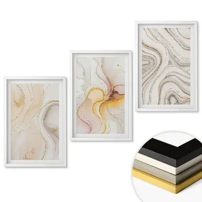Set 3 tablouri living Compoziții abstracte cu modele delicate