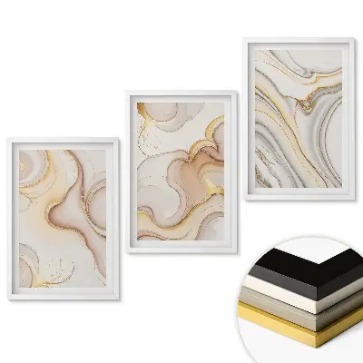 Set 3 tablouri living Modele abstracte în nuanțe delicate
