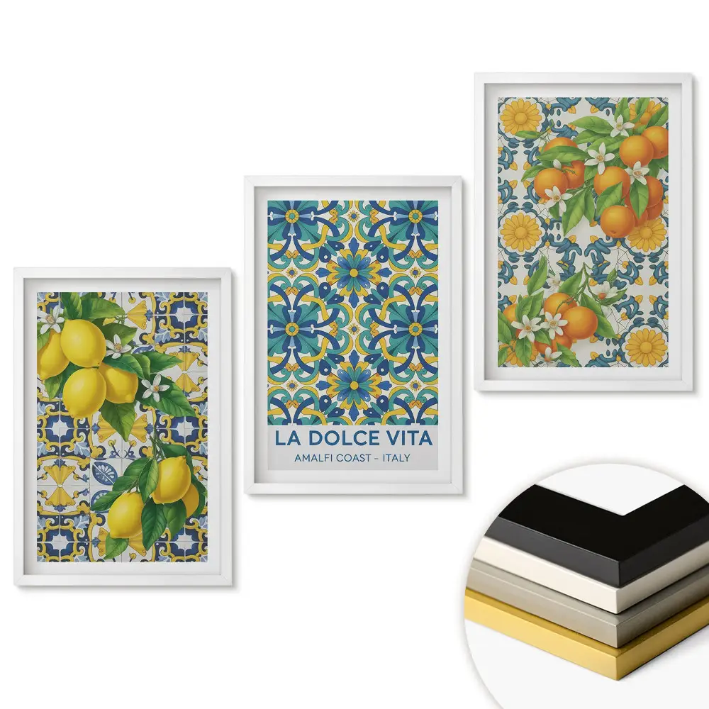 Set de tablouri pentru living Inspirații italiene cu accent citric