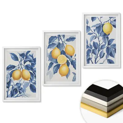 Set tablouri living Inspirații de lămâie în nuanțe de albastru
