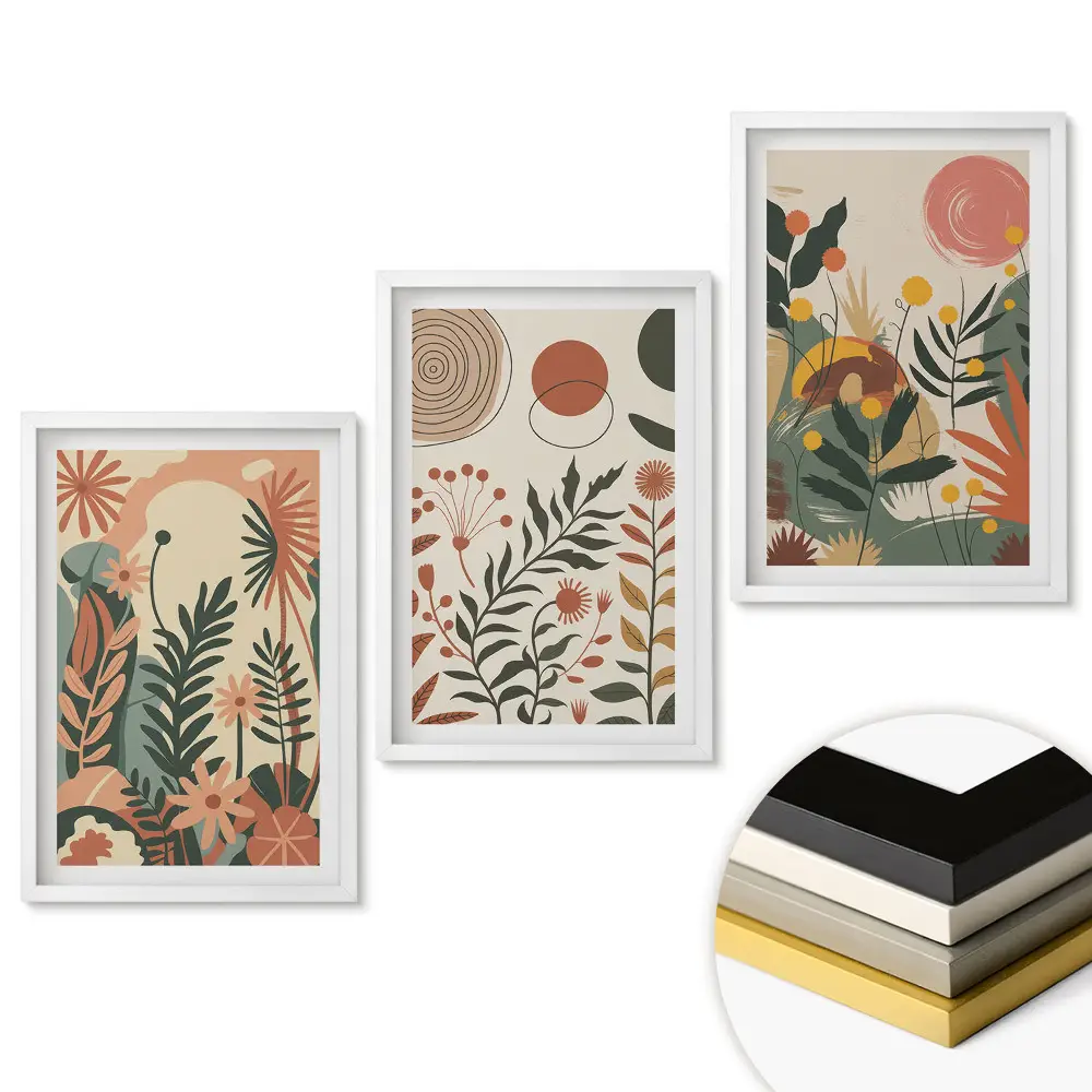 Set tablouri living Motive florale în stil minimalist
