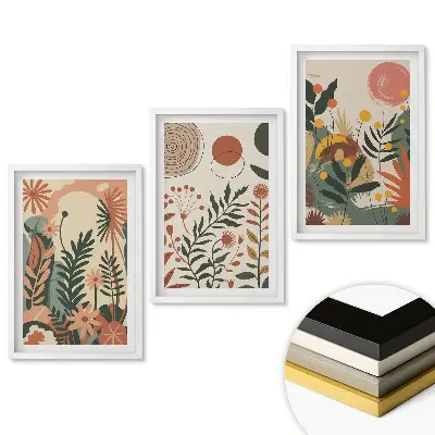Set tablouri living Motive florale în stil minimalist