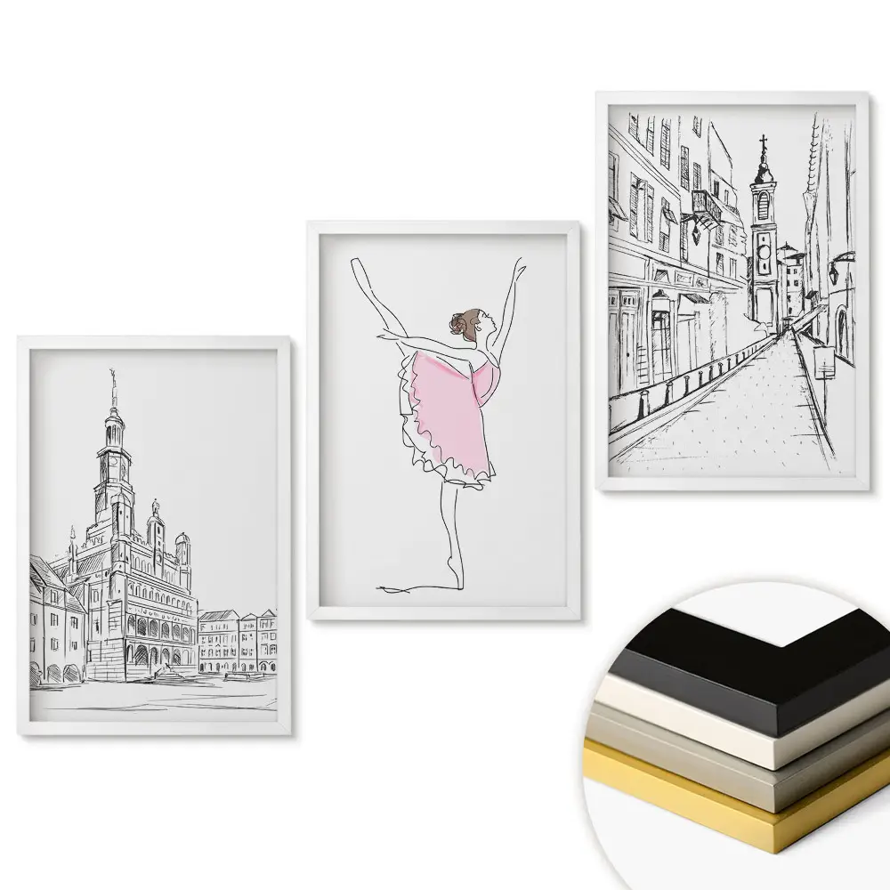 Set tablouri pentru living Orașul, baletul și farmecul arhitecturii