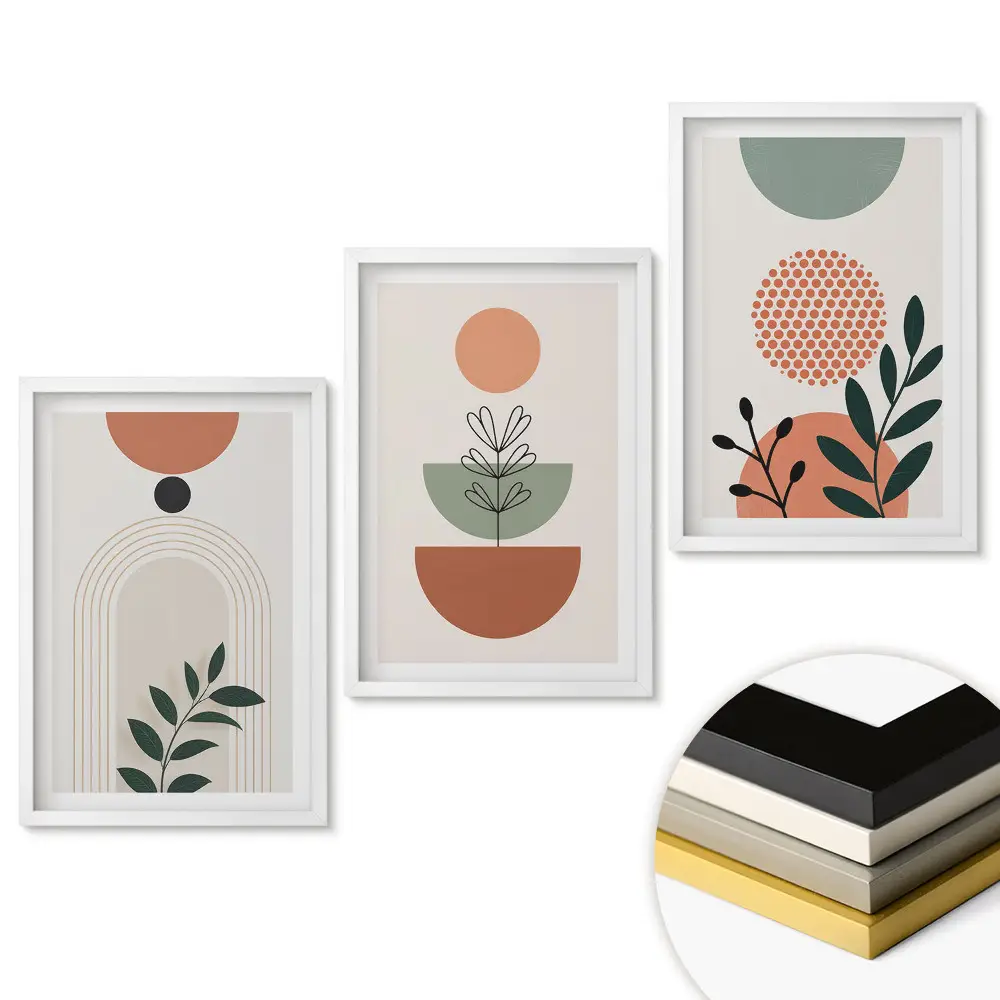 Set tablouri living Compoziții abstracte cu vegetație