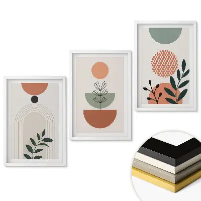 Set tablouri living Compoziții abstracte cu vegetație