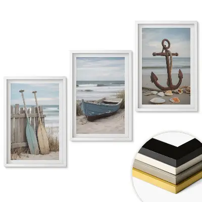 Set tablouri living Inspirații de la malul mării în tonuri calme