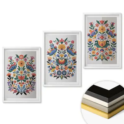 Set tablouri pentru living cu motive florale în stil popular