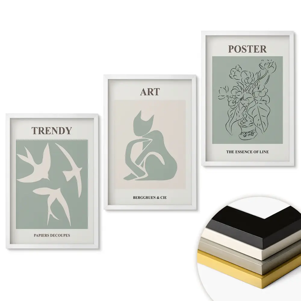 Set de tablouri pentru living cu grafică modernă în culori discrete