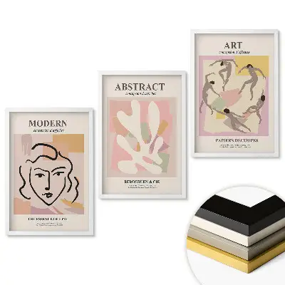 Set de 3 tablouri pentru living cu grafică elegantă pentru interioare moderne