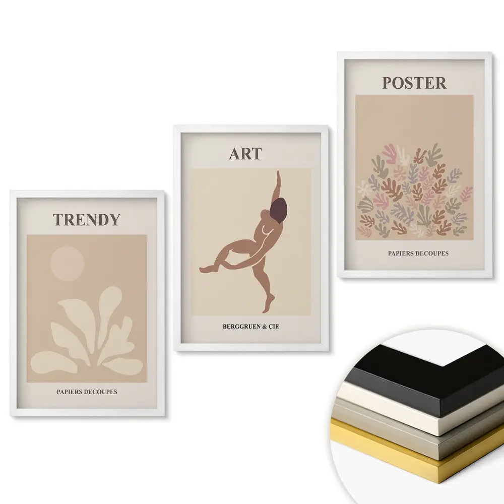 Set de 3 tablouri pentru living cu grafică elegantă pentru interioare moderne