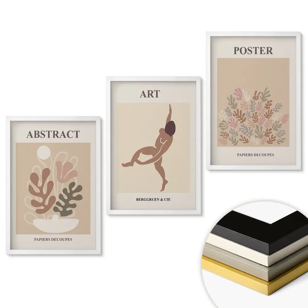 Set de tablouri pentru living cu grafică modernă în culori discrete