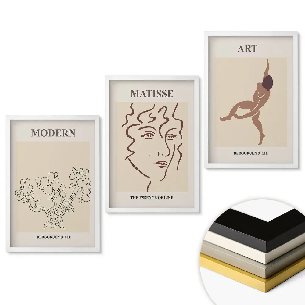 Set de 3 tablouri pentru living cu artă abstractă modernă