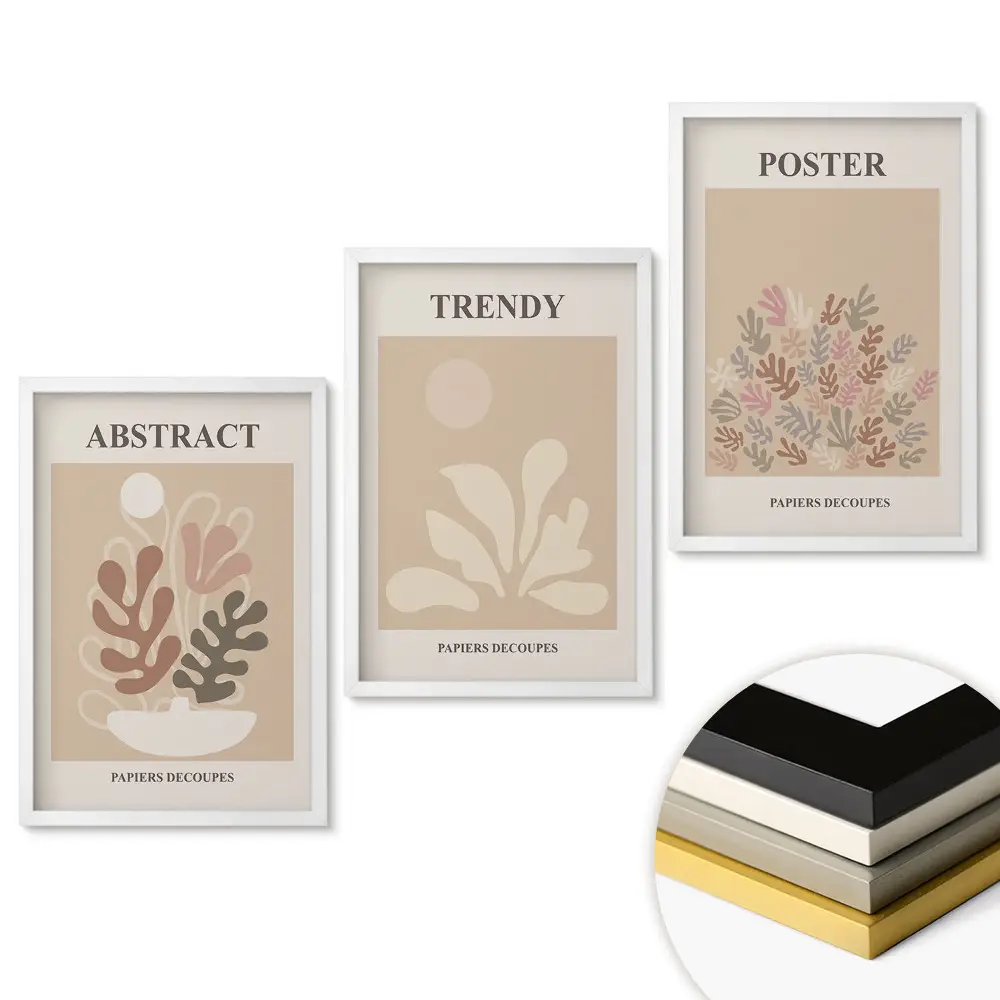 Set de tablouri pentru living cu grafică modernă în culori discrete