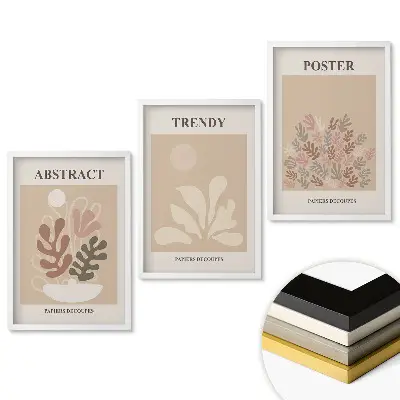 Set de tablouri pentru living cu grafică modernă în culori discrete
