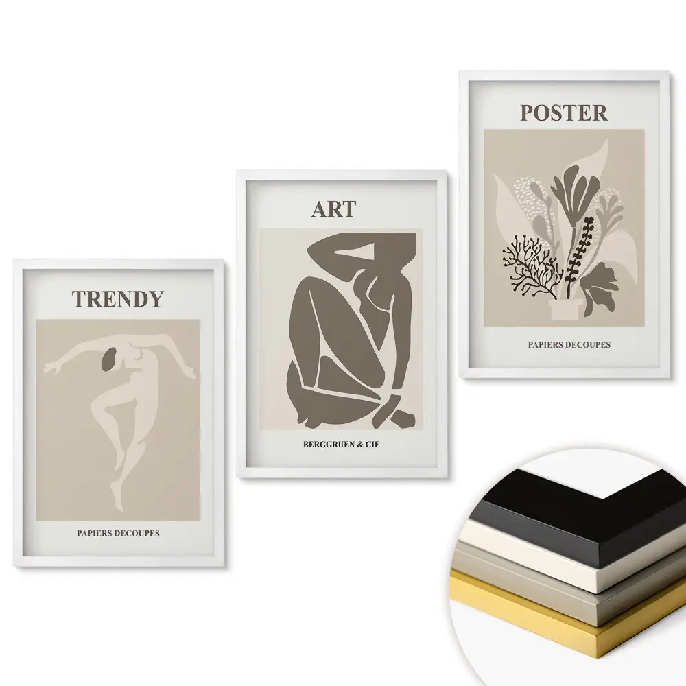 Set de tablouri pentru living cu grafică modernă în culori discrete