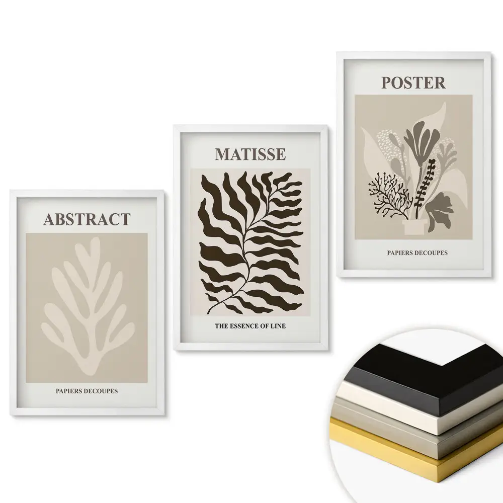 Set de tablouri pentru living cu grafică modernă în culori discrete