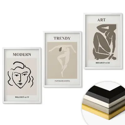 Set 3 tablouri living Artă modernă în stil minimalist