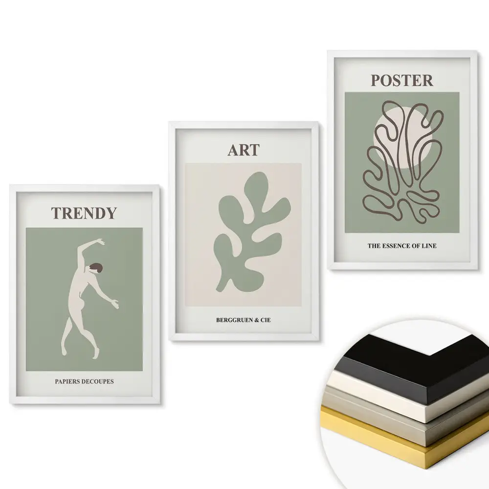 Set de 3 tablouri decorative pentru living cu grafică modernă