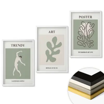 Set de 3 tablouri decorative pentru living cu grafică modernă