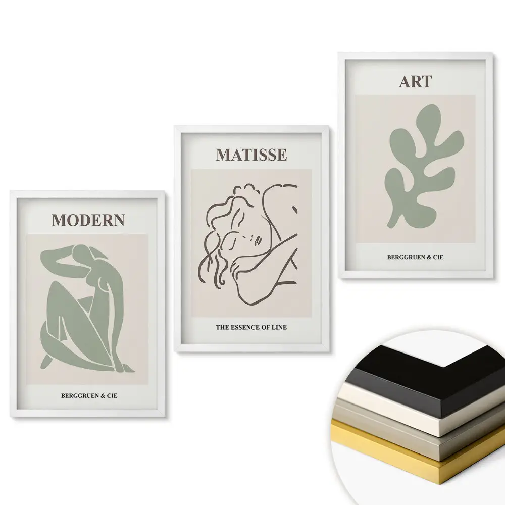 Set de 3 tablouri pentru living cu grafică elegantă inspirată din arta modernă